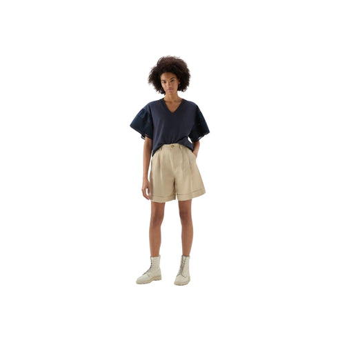 T-shirt Donna con maniche a palloncino Blu WOOLRICH- Francavilla Moda